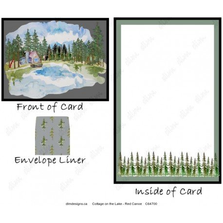 Cottage on the Lake - Red Canoe