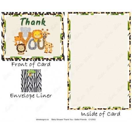 Baby Shower Thank You - Safari Friends